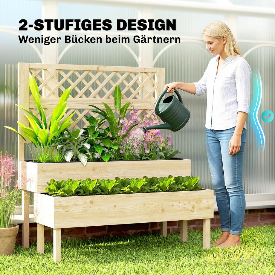 Outsunny Parterre surélevé avec treillis  