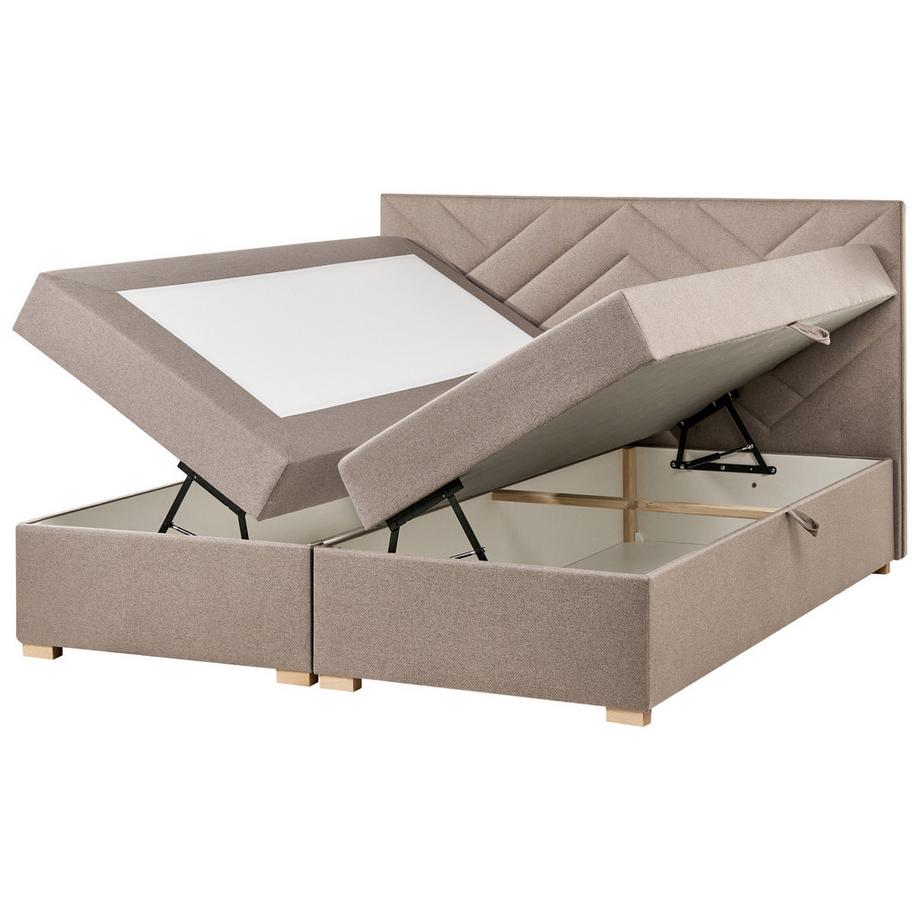 Beliani Lit boxspring avec rangement en Tissu Moderne ESQUIRE  