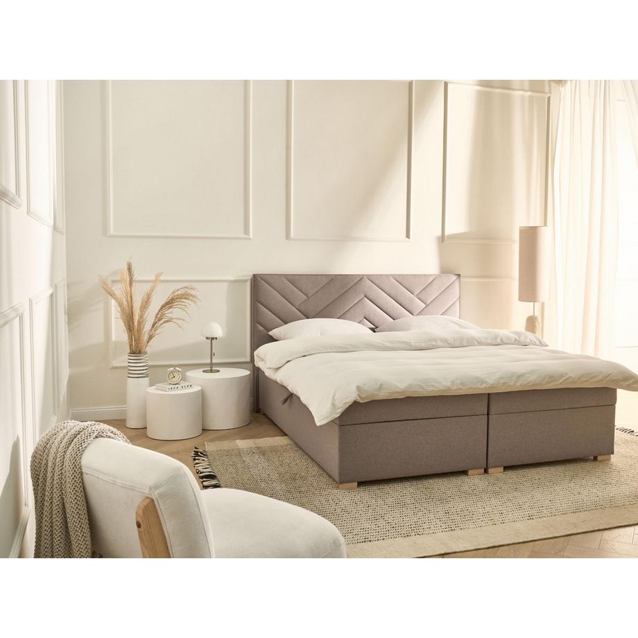 Beliani Lit boxspring avec rangement en Tissu Moderne ESQUIRE  