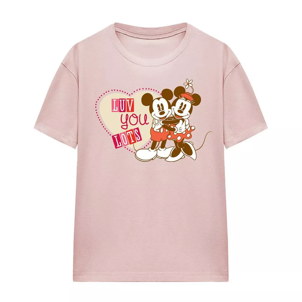 Disney - Luv You Lots! T-Shirt, Valentinstag, für Damen, Pink, Größe S