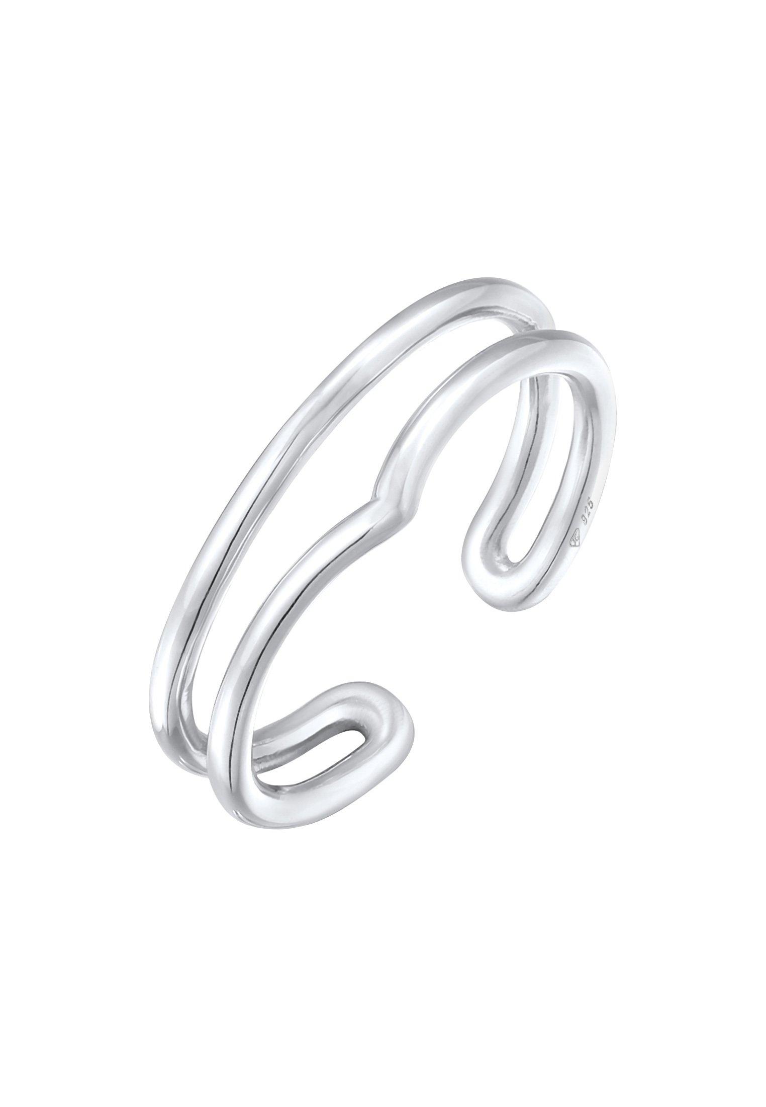 Image of Ring Wickelring Offen V-form 925 Silber Damen Silber 54mm