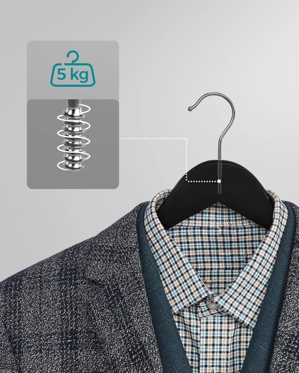 Songmics Set de 10 cintres en bois antidérapants  