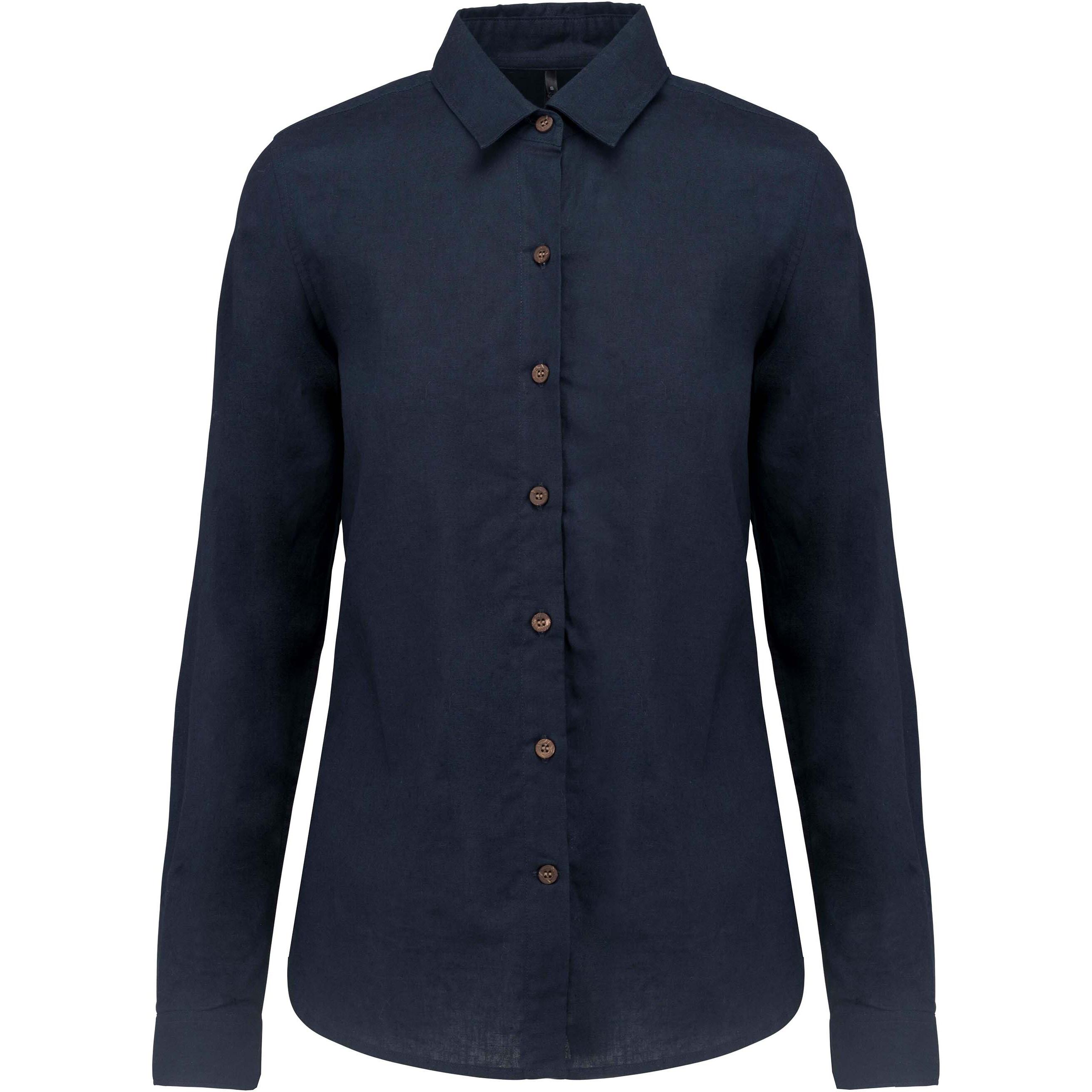 Kariban Camicia Lino Cotone Maniche Lunghe  