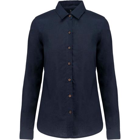 Kariban Camicia Lino Cotone Maniche Lunghe  