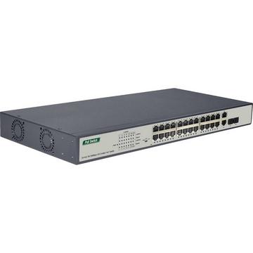 24-Port Fast Ethernet PoE Switch, unmanaged, 2-Port Combo TP/SFP