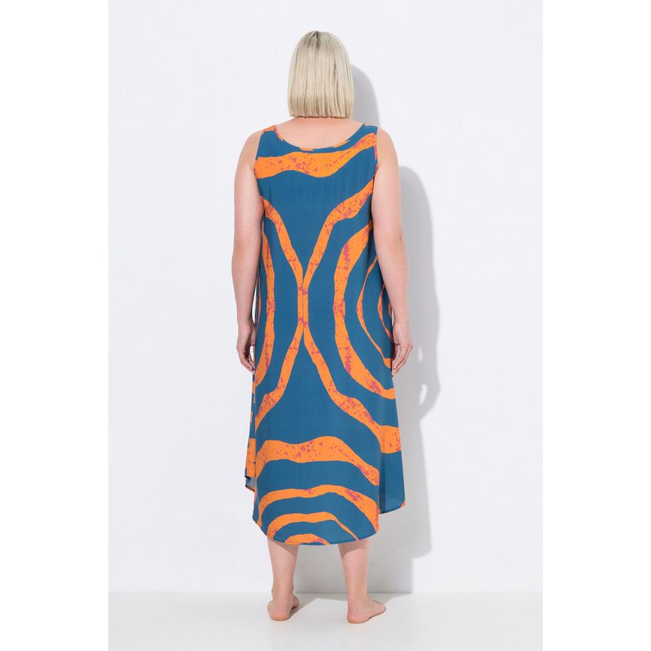 Ulla Popken Robe midi A-ligne sans manches col rond motif cercles  