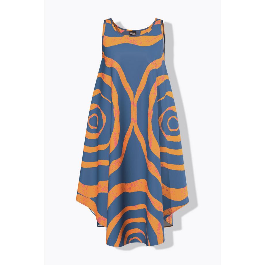 Ulla Popken Robe midi A-ligne sans manches col rond motif cercles  