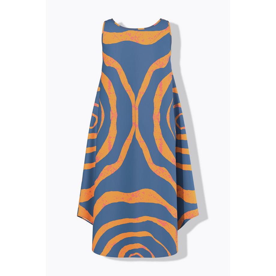 Ulla Popken Robe midi A-ligne sans manches col rond motif cercles  