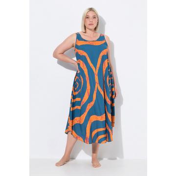 Abito midi dal taglio svasato e smanicato con cerchi e scollo a girocollo