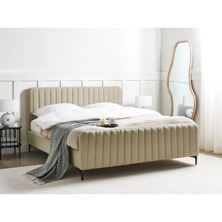 Beliani Letto en Bouclé Moderno LUNAN  