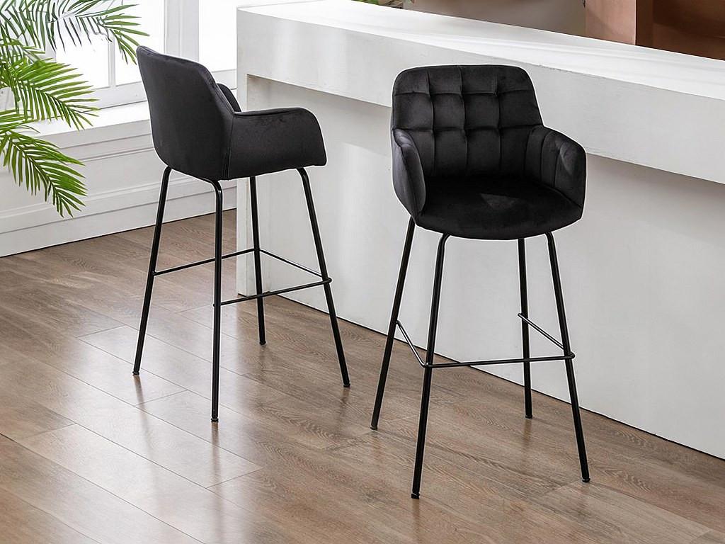 Vente-unique Barhocker 2erSet Samt Metall PEGA  