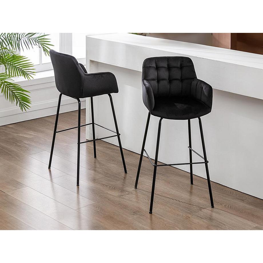 Vente-unique Lot de 2 tabourets de bar en velours métal PEGA  