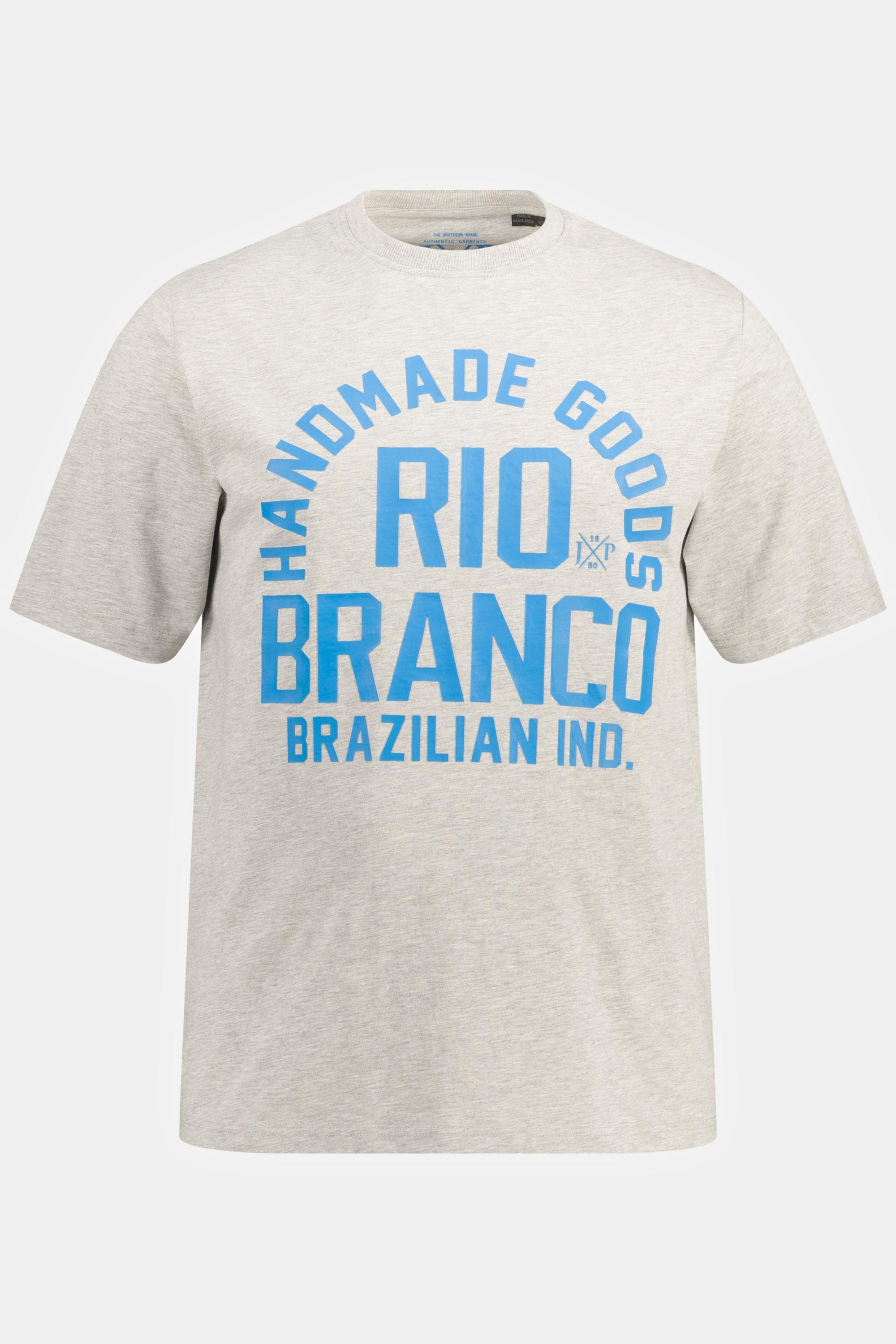 JP1880  T-shirt in jersey mélange con mezze maniche e stampa RIO BRANCO 