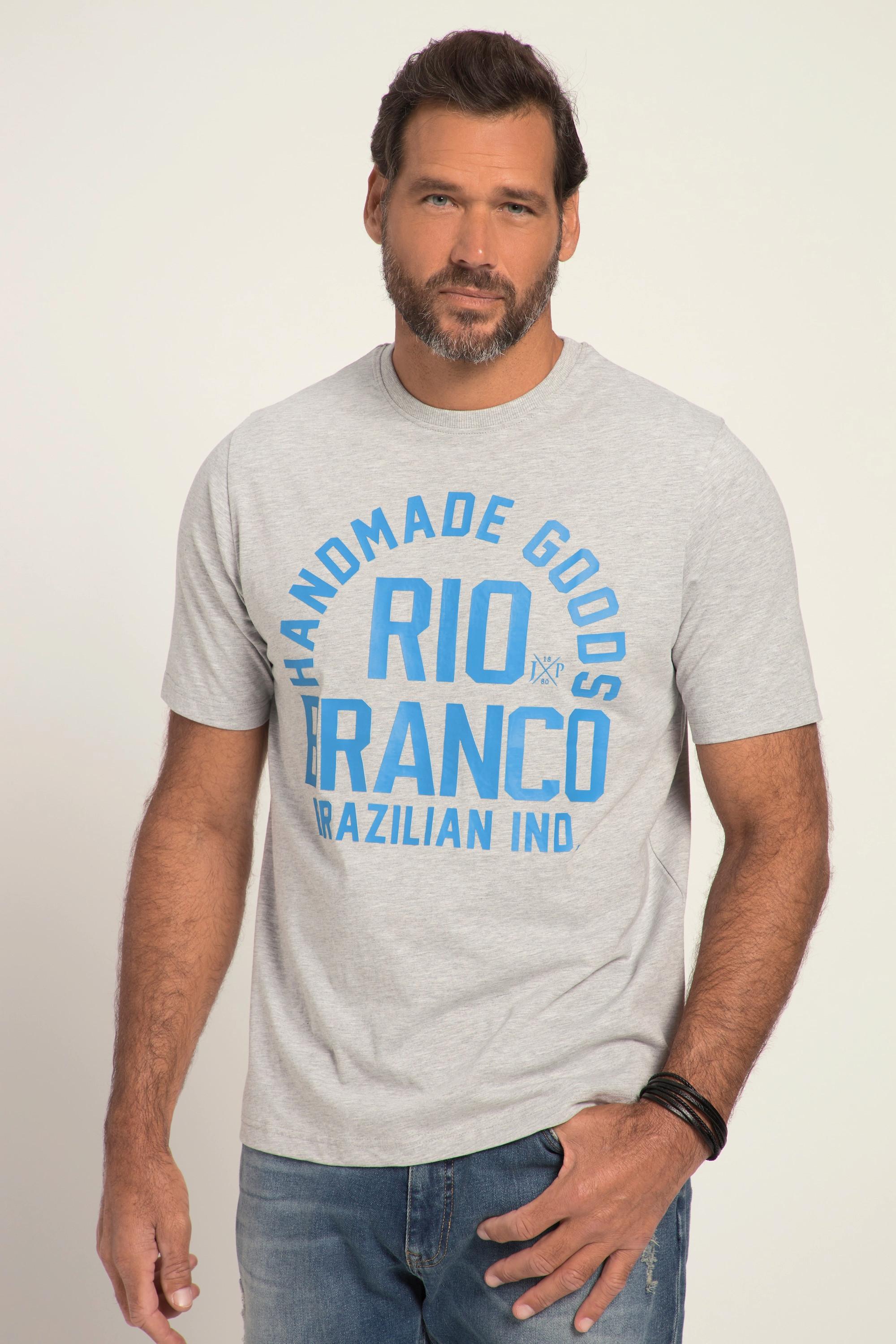 JP1880  T-shirt in jersey mélange con mezze maniche e stampa RIO BRANCO 