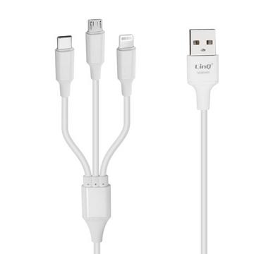 3-in-1 USB Schnellladekabel 5A Weiß