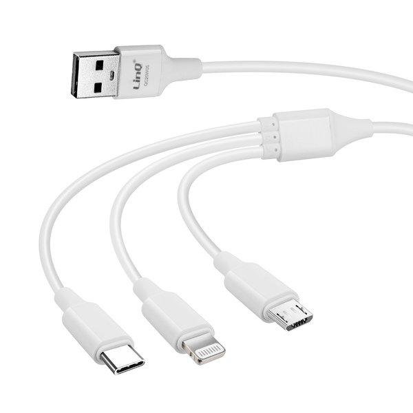 Avizar  Câble Charge USB 3 en 1 Rapide 5A Blanc 