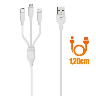 Avizar  Câble Charge USB 3 en 1 Rapide 5A Blanc 