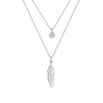 Collier Pendentif Plume Cristal