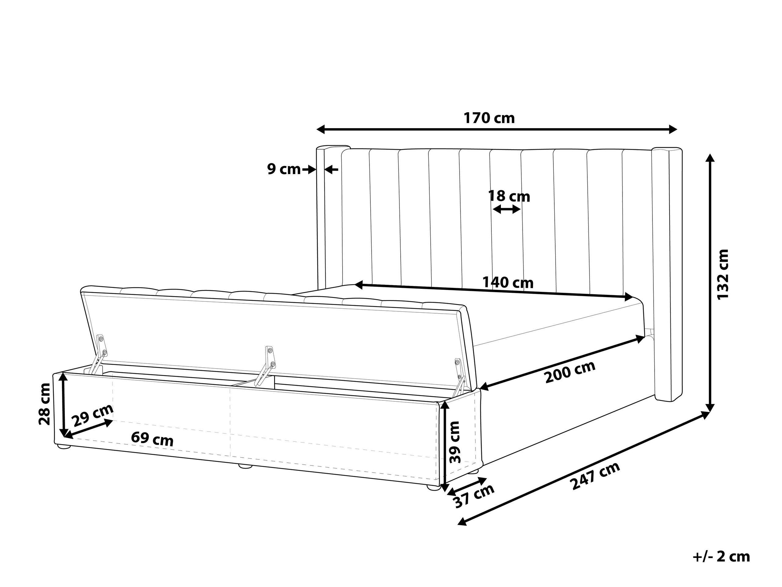 Beliani Bett mit Lattenrost aus Samtstoff Modern NOYERS  