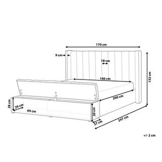 Beliani Bett mit Lattenrost aus Samtstoff Modern NOYERS  