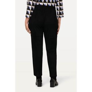 Ulla Popken  Pantalon 7/8 en similicuir, avec taille élastique et jambe ajustée 