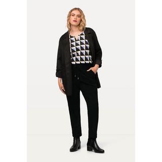 Ulla Popken  Pantalon 7/8 en similicuir, avec taille élastique et jambe ajustée 