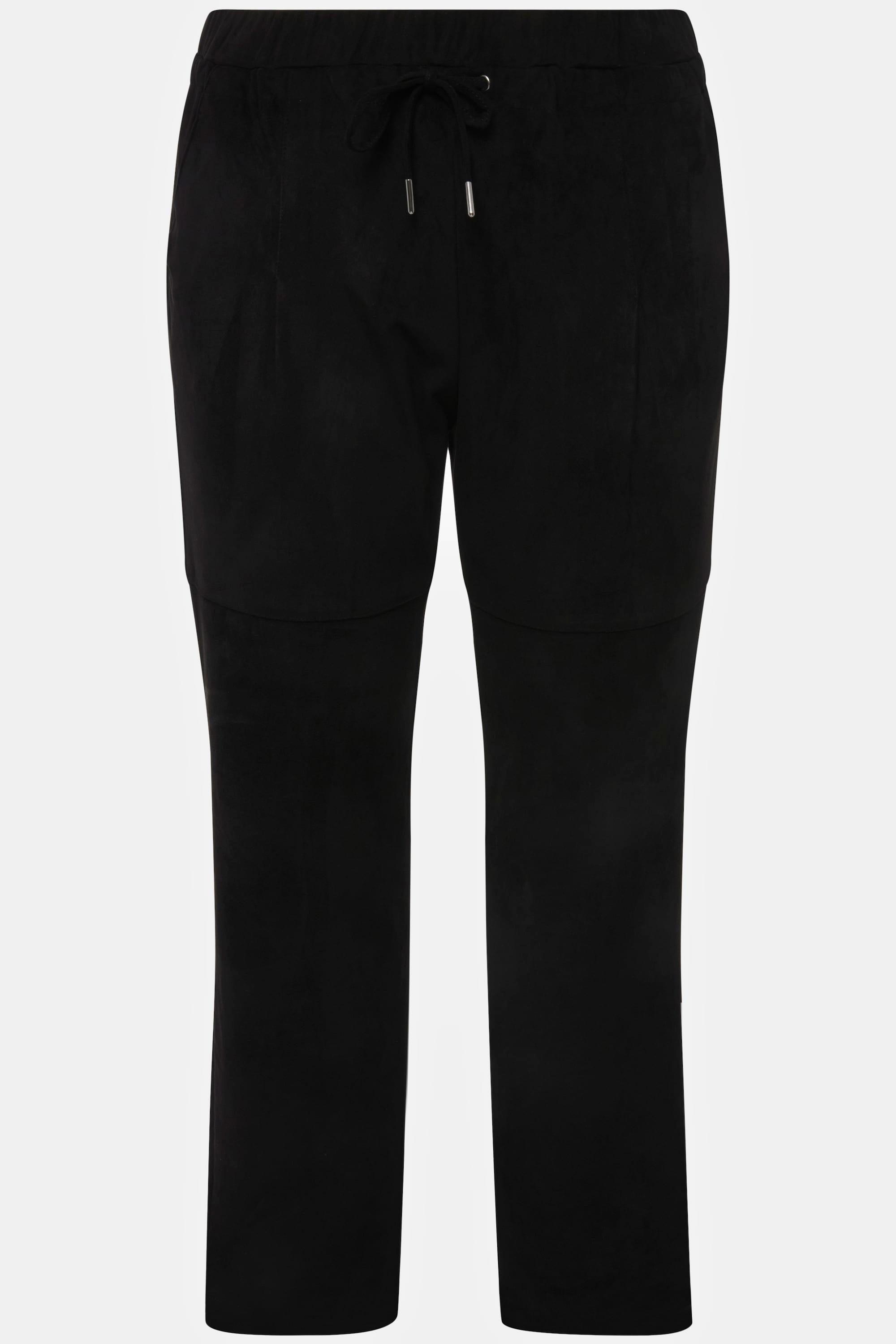 Ulla Popken  Pantalon 7/8 en similicuir, avec taille élastique et jambe ajustée 