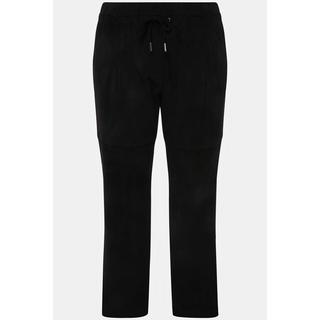 Ulla Popken  Pantalon 7/8 en similicuir, avec taille élastique et jambe ajustée 