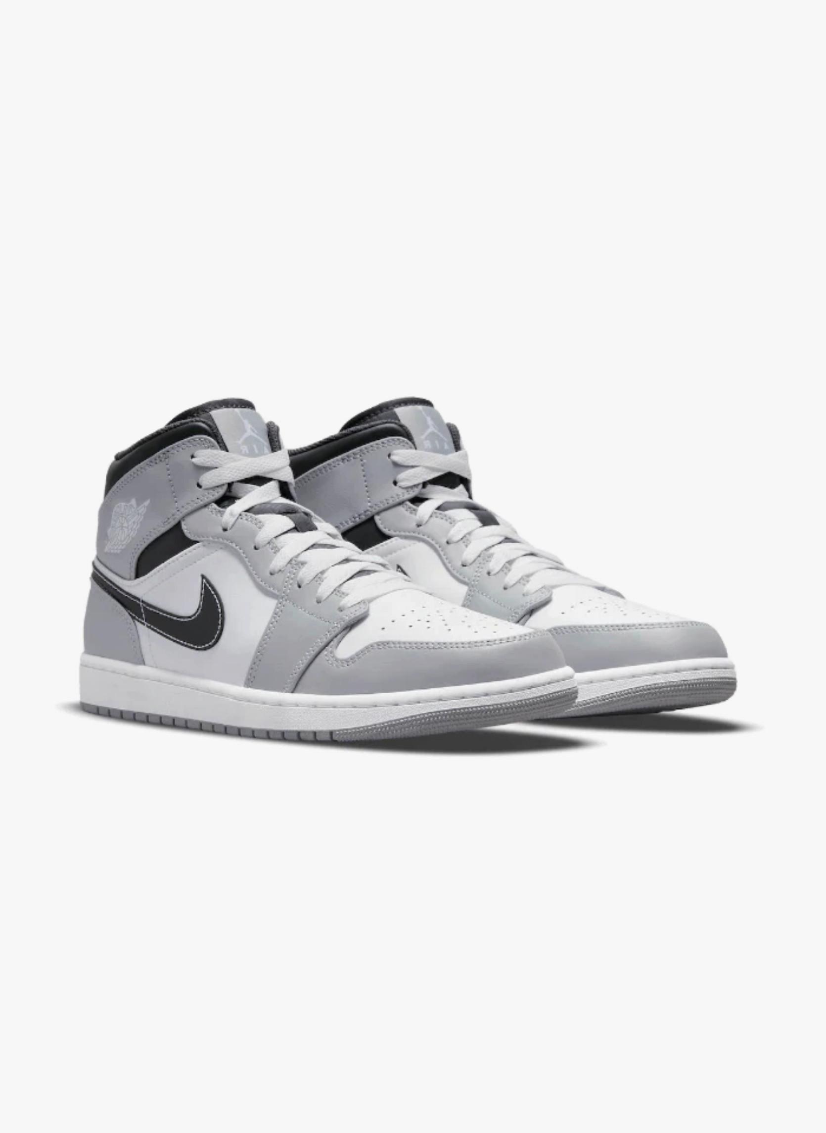 NIKE  Air Jordan 1 Mid Light Smoke  Anthracite (GS) 