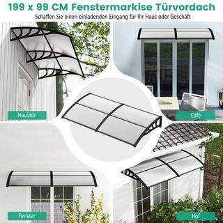 Northix 199 x 99 cm Vordach für Haustür Überdachung Haustürvordach Pultvordach Transparent  