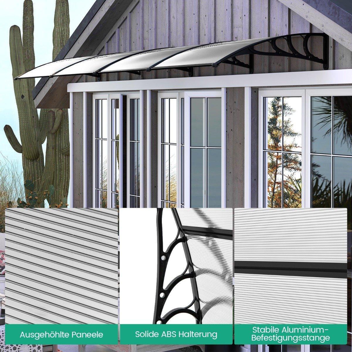 Northix 199 x 99 cm Vordach für Haustür Überdachung Haustürvordach Pultvordach Transparent  