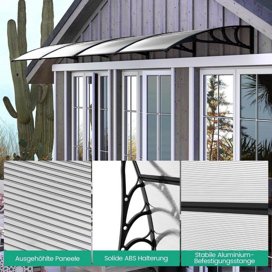 Northix 199 x 99 cm Vordach für Haustür Überdachung Haustürvordach Pultvordach Transparent  