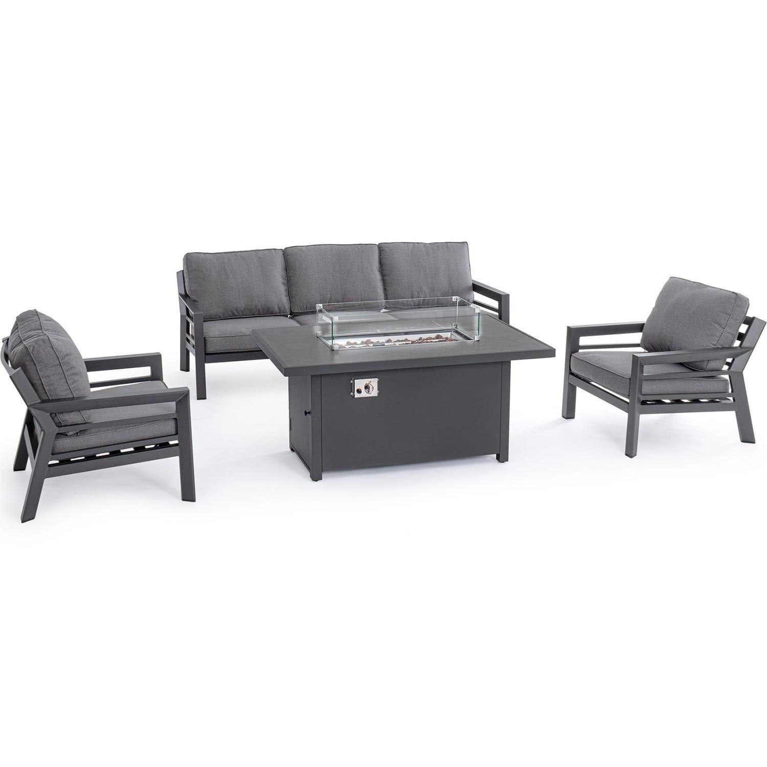 Image of Gartenlounge Hendrix mit Kamin anthrazit (4er-Set) Gartenlounge Hendrix mit Kamin anthrazit (4er-Set)