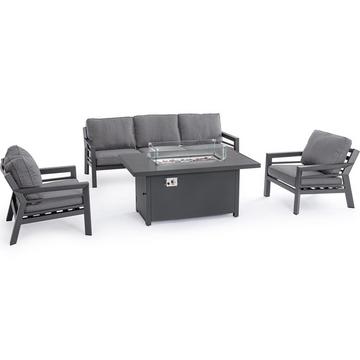 Salon de jardin Hendrix avec cheminée anthracite (lot de 4)