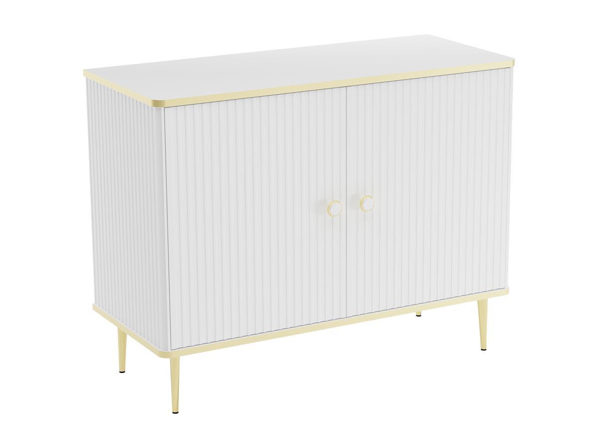 Image of Highboard Mit 2 Türen - Mdf & Stahl - Weiß & Goldfarben - Sinead Von Pascal Morabito Unisex Weiss ONE SIZE