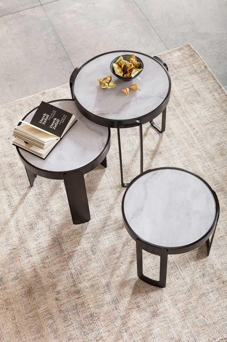 KARE Design Table basse Perelli noir (set de 3)  