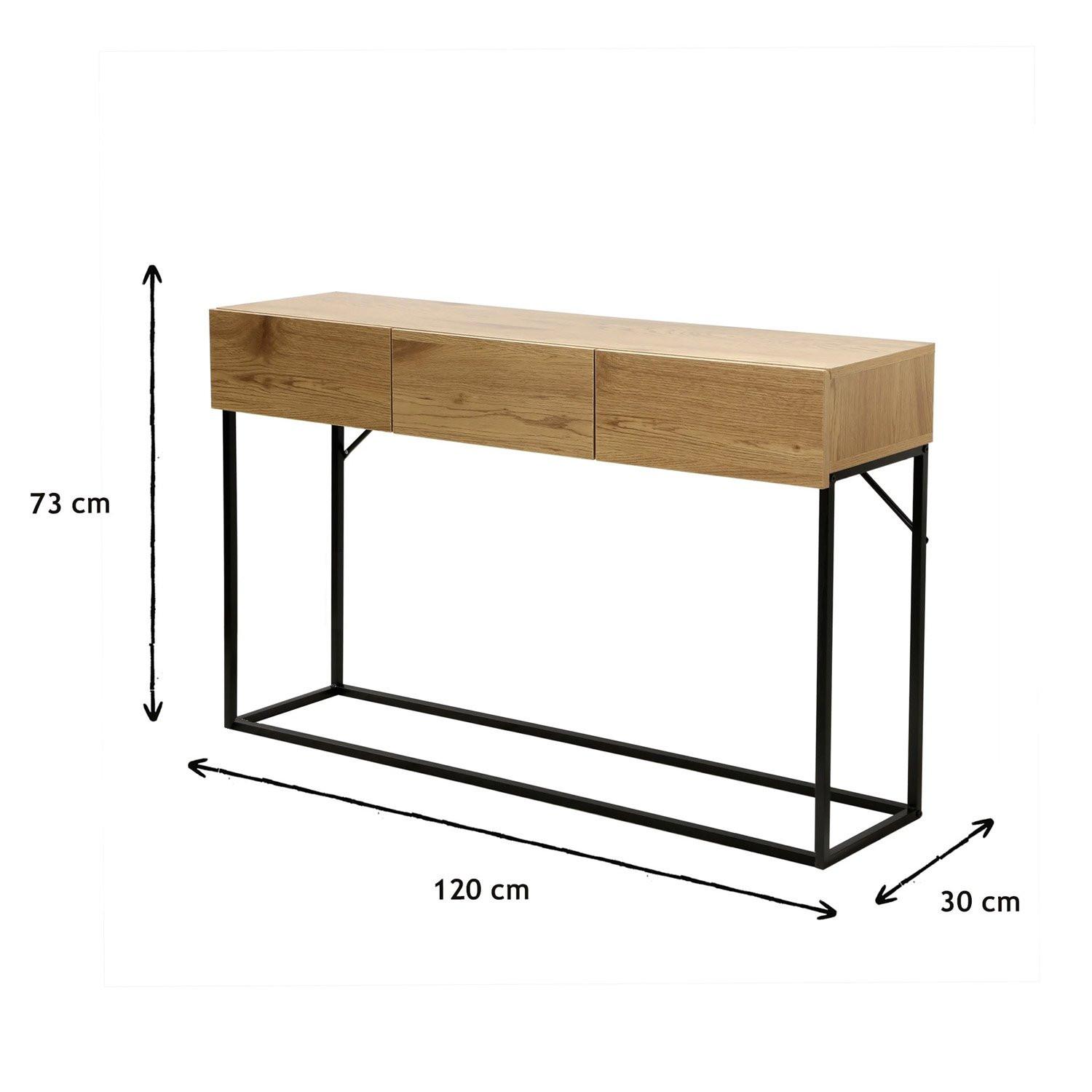 Calicosy Konsole mit 3 Schubladen in Eiche Dekor L120cm  