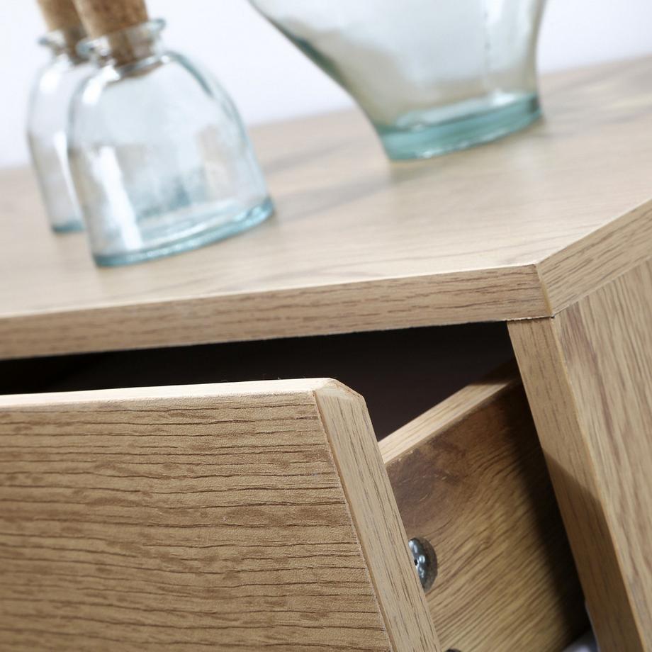 Calicosy Console 3 Tiroirs Décor Chêne L120cm  