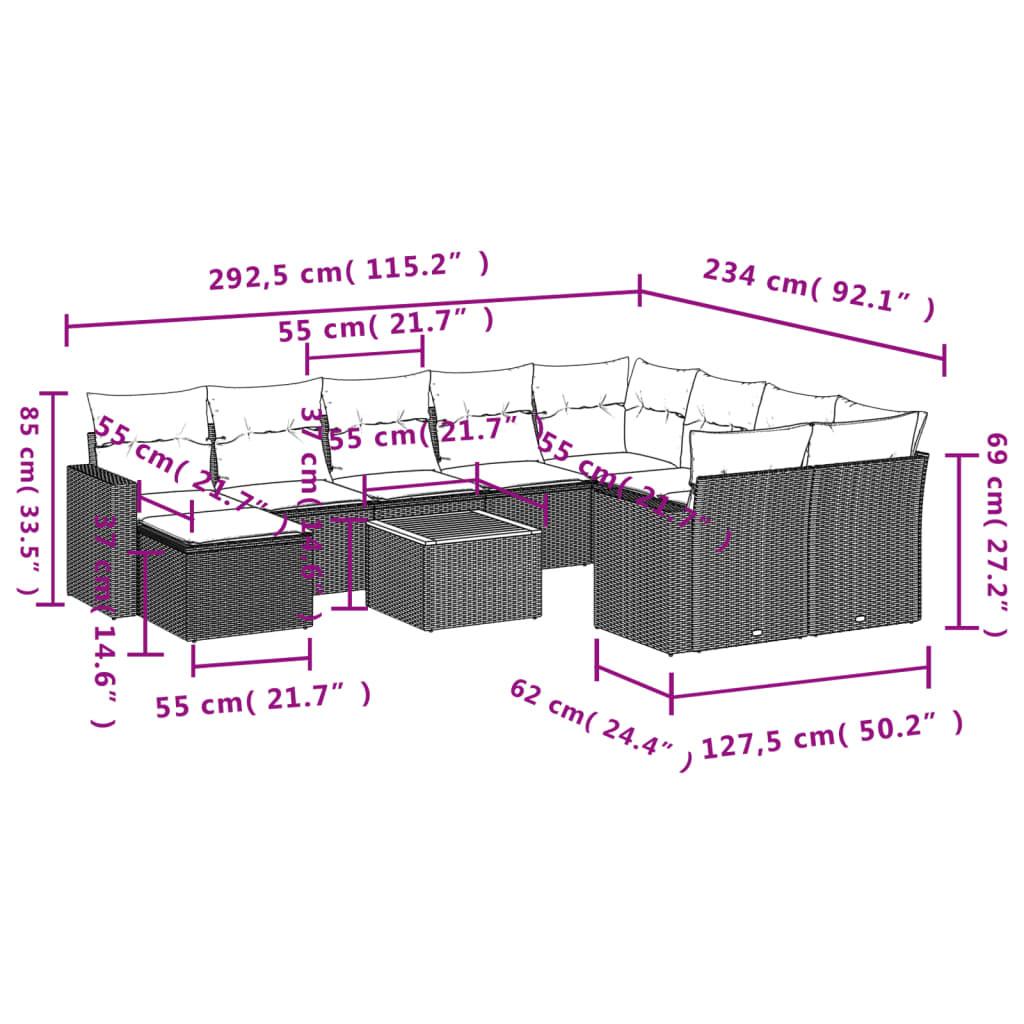 VidaXL Ensemble de canapés de jardin rotin synthétique  