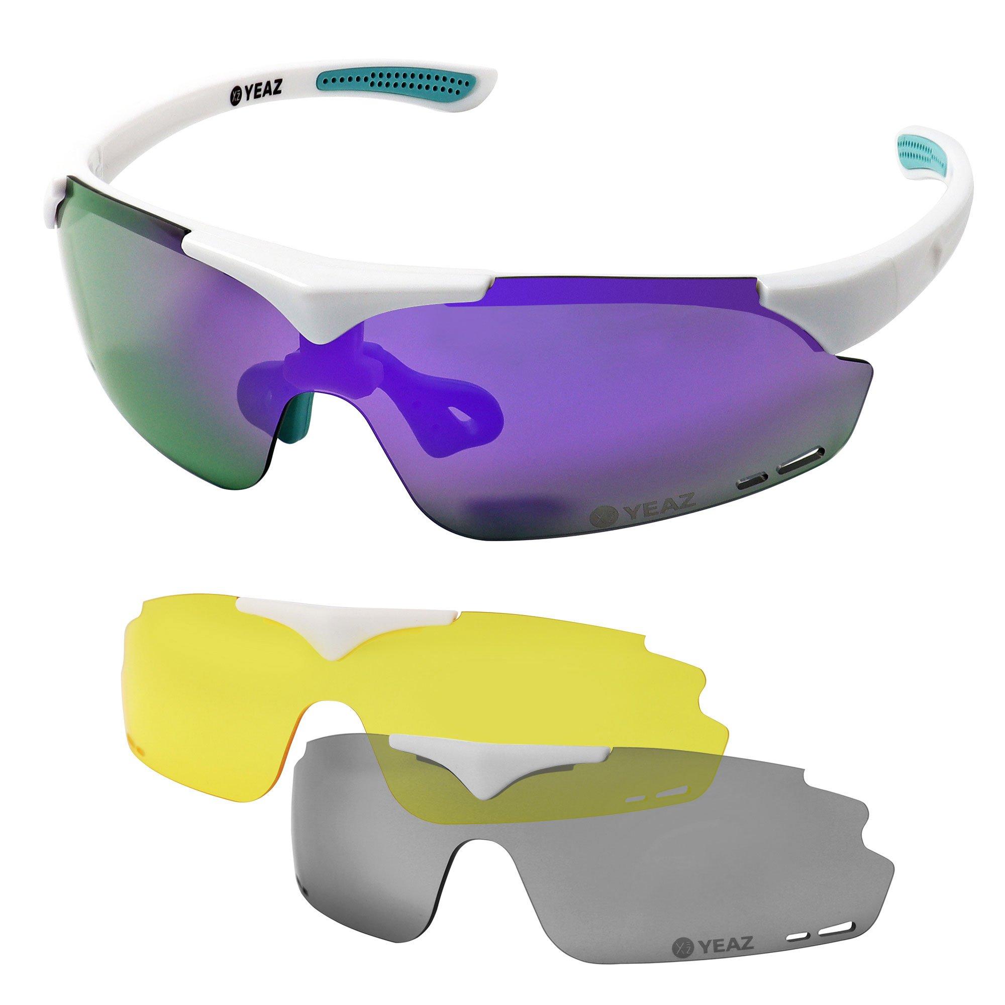 YEAZ  SUNUP Set di occhiali da sole sportivi Magnet Matt White / Full Revo Purple 