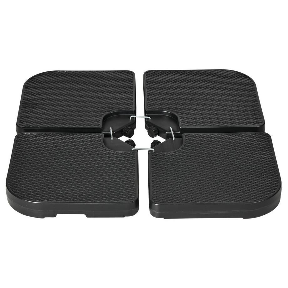 4-Tlg. Sonnenschirmgewicht Wetterfestes Schirmgewicht Für Ampelschirm Mit Griff, Mit 80 Kg Sand Oder 60 Kg Wasser Befüllbar, Hdpe, Schwarz