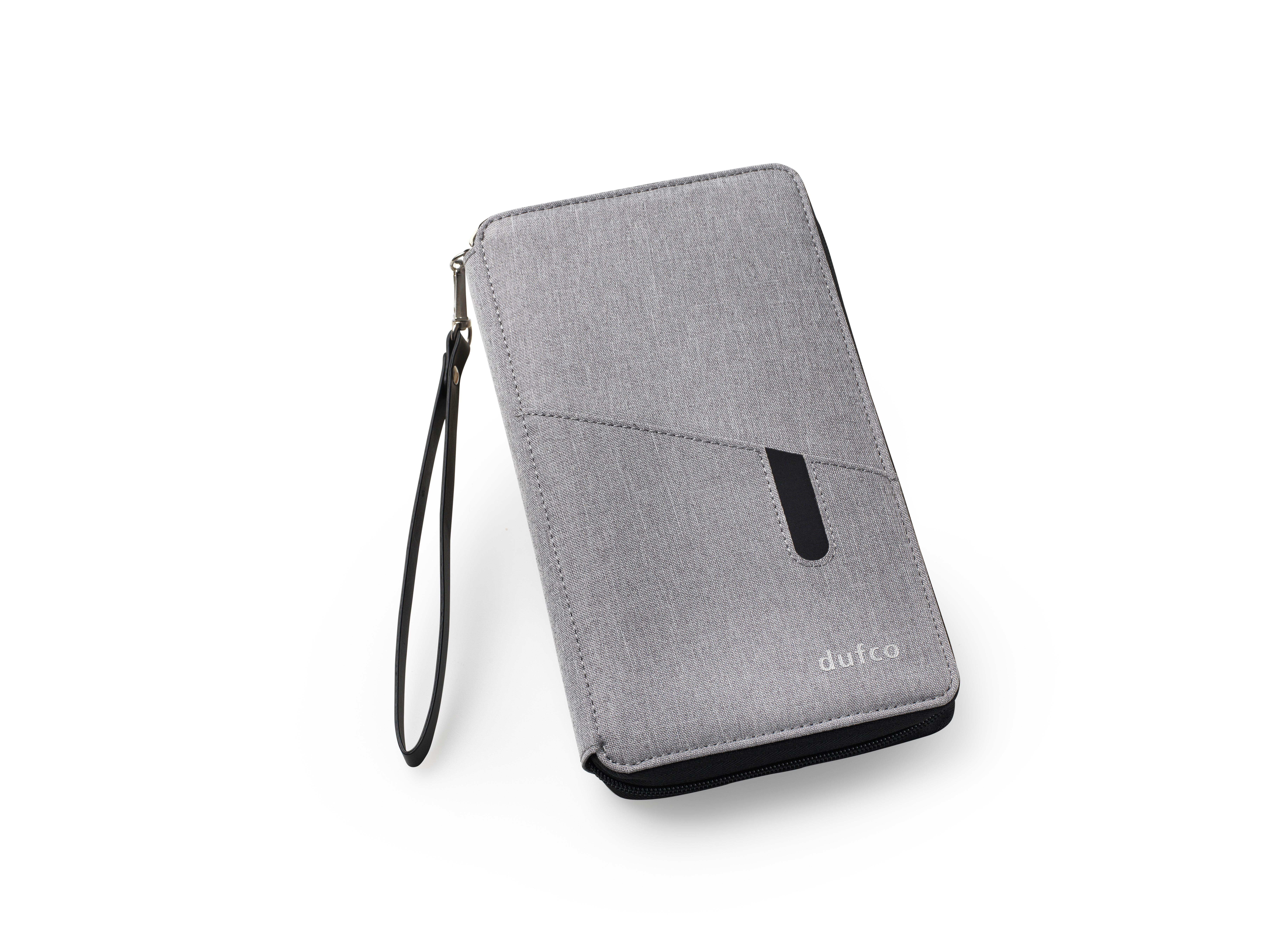 dufco by styro Reisemappe mit Powerbank 4000 mAh "Smart Organizers", grau mit dufco Logo, 14x24.2x2.8cm  