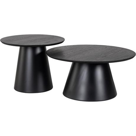 mutoni Table basse Jazz noire 80 (lot de 2)  