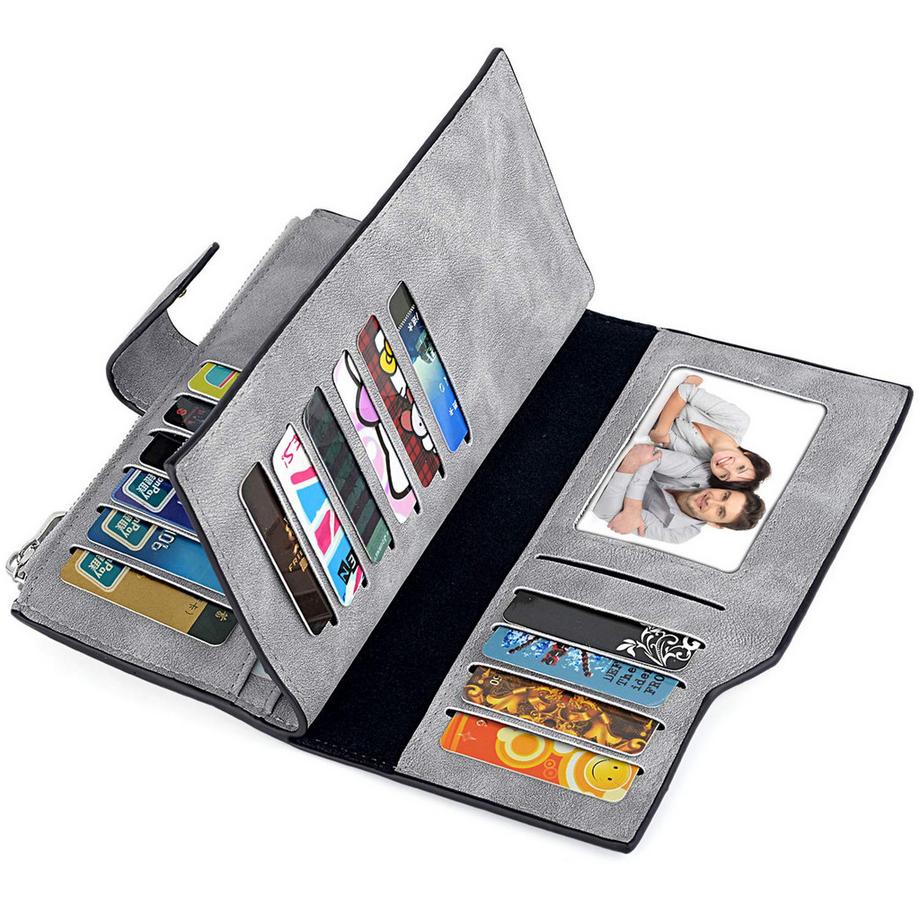 Only-bags.store Blocco RFID Grande Capacità Portafoglio Clutch in Pelle Vegana  