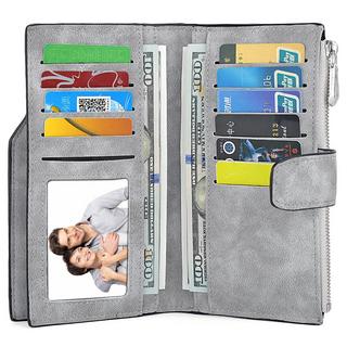 Only-bags.store  Brieftasche RFID-Blockierung Große Kapazität Vegan Leder Clutch Wallet 22 Card Slots Holder Organizer 