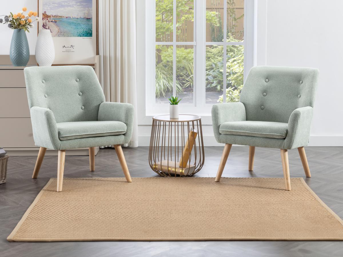 Vente-unique Fauteuil en tissu vert d'eau SERINO  