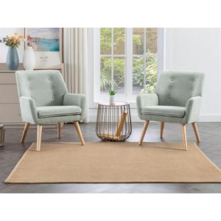 Vente-unique Fauteuil en tissu vert d'eau SERINO  