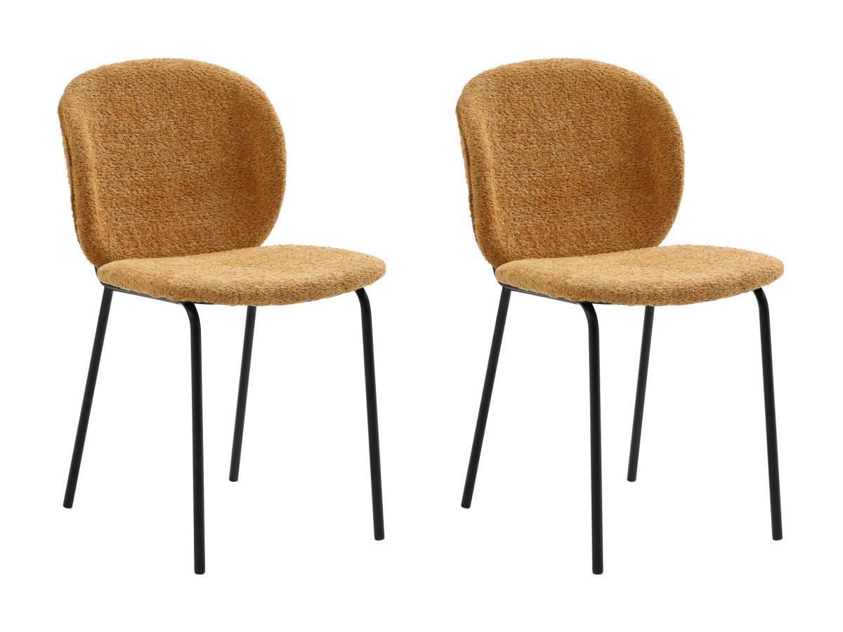 Image of Stuhl 2er-Set - Bouclé-Stoff &es Metall - Senfgelb - BEJUMA Stuhl 2er-Set - Bouclé-Stoff &es Metall - Senfgelb - BEJUMA
