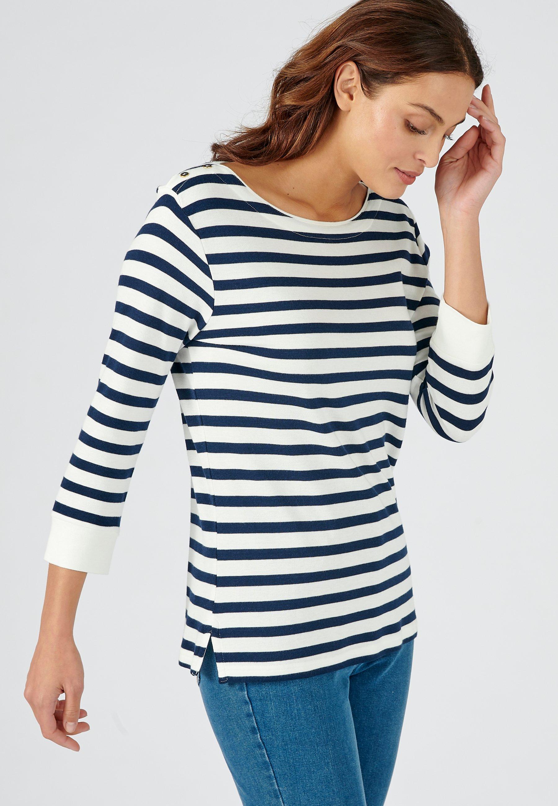 Image of Gestreiftes T-shirt. Damen Blau 42/44