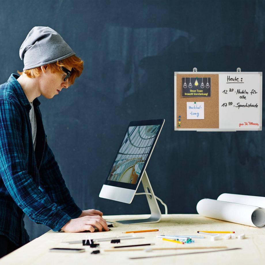 B2X  Kombination aus Pinnwand und Magnettafel 